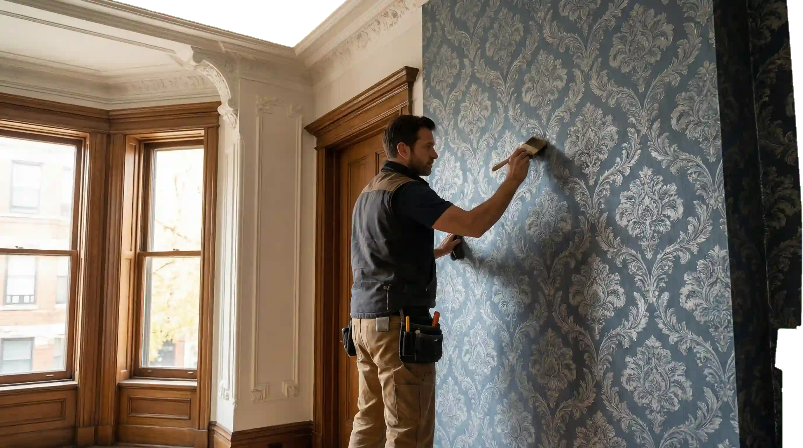 Luxury office wallcovering installation