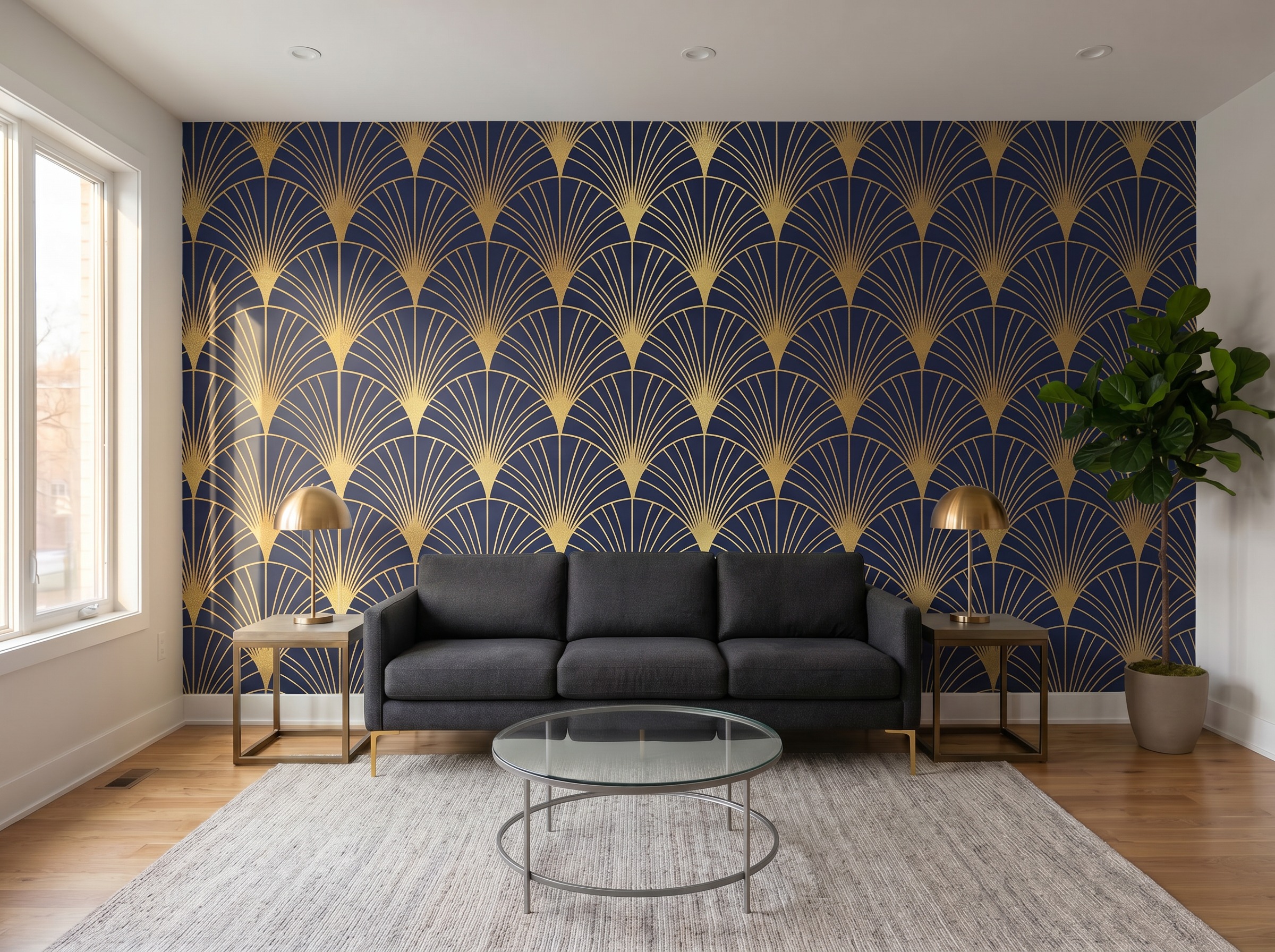 After wallpaper installation - living room